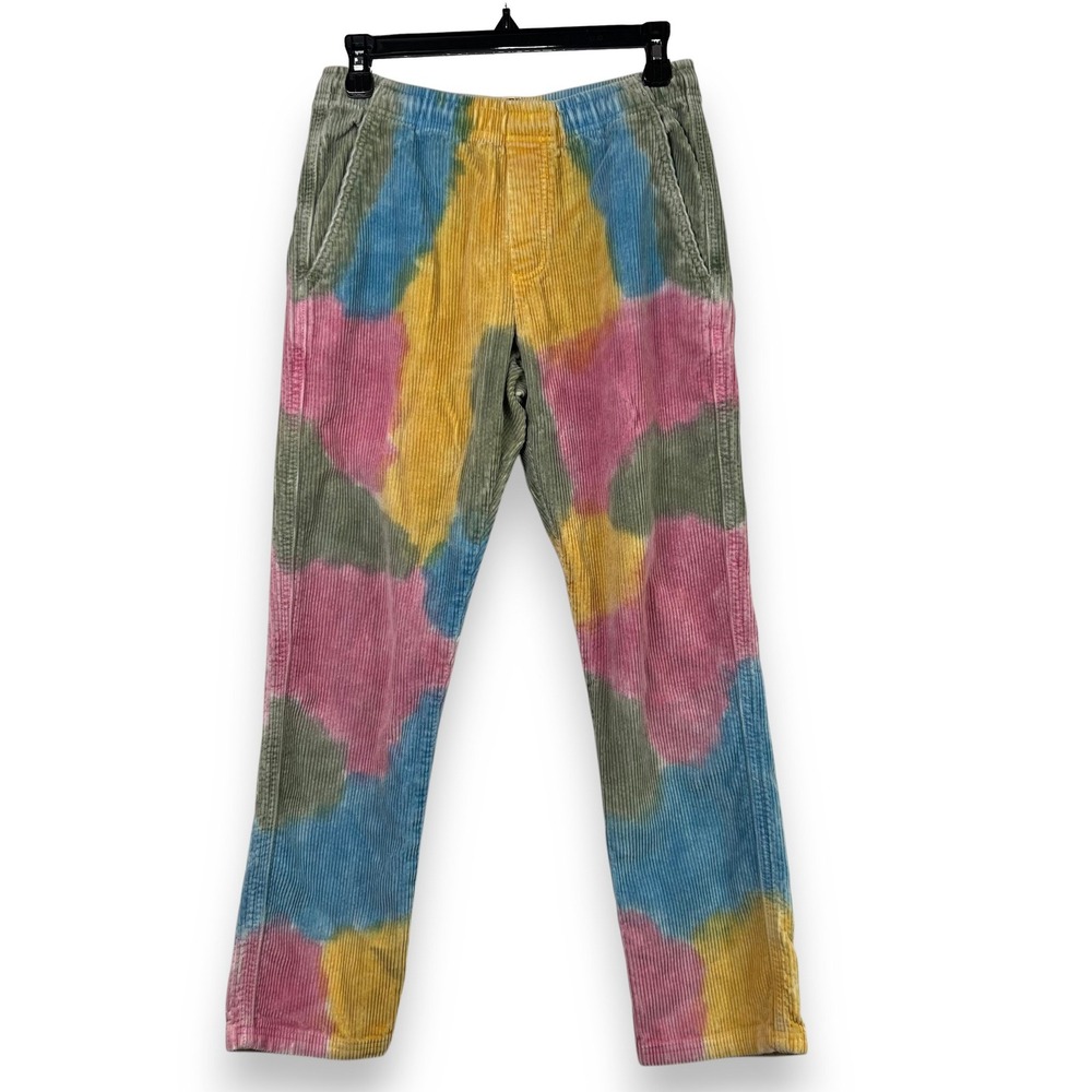 Obey Splash Tie Dye Corduroy Pants Women XS Multicolor Streetwear Boho Festival